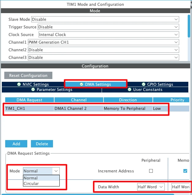 DMA config