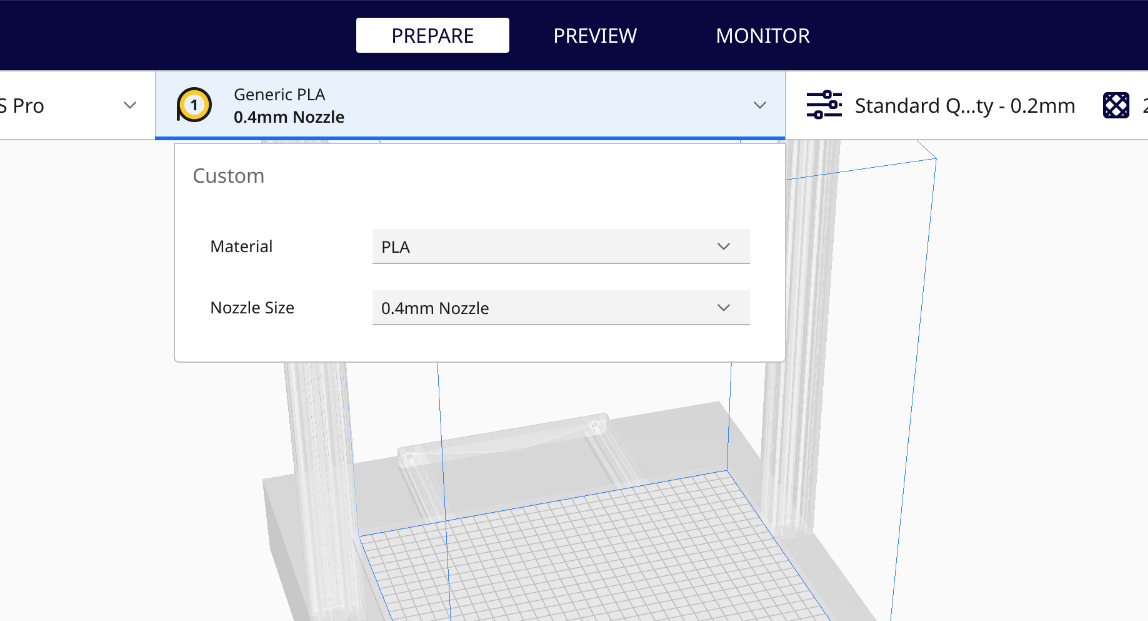 Sélection du matériau